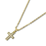 110465, PAVE CROSS CHARM STAINLESS STEEL NECKLACE
