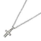 110465, PAVE CROSS CHARM STAINLESS STEEL NECKLACE