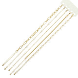110478, 5 PIECE GOLD LAYERED CHAIN BRACELET SET WITH PEARL ACCENT