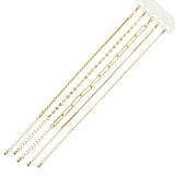 110479, 5 PIECE MIXED LAYERED GOLD CHAIN BRACELET SET