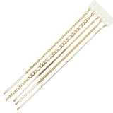 110480, 5 PIECE MIXED LAYERED GOLD BOLD CHAIN BRACELET SET