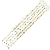 110481, 5 PIECE ESSENTIAL LAYERED GOLD CHAIN BRACELET SET