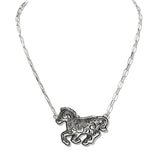 110490, WESTERN FLORAL ENGRAVED HORSE NECKLACE