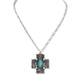 110492, WESTERN TURQUOISE CROSS PENDANT NECKLACE