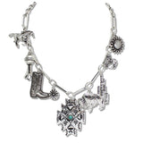 110493, WESTERN ICON MULTI CHARM STATEMENT NECKLACE