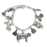 110495, WESTERN RUSTIC FARM HERITAGE MULTI CHARM BRACELET