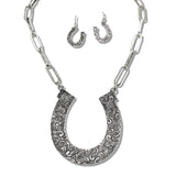 110502, WESTERN ENGRAVED HORSESHOE NECKLACE