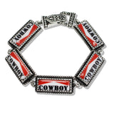 110513, WESTERN COWBOY WESTERN RED ENAMEL LINK BRACELET