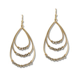 110527, DAINTY BEADED TRIPLE TEARDROP EARRINGS