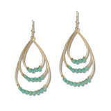 110527, DAINTY BEADED TRIPLE TEARDROP EARRINGS