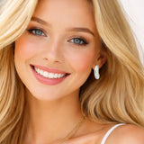 110535, PEARL ACCENTED CURVED POST EARRINGS