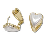 110537, LUMINOUS PEARL HEART HUGGIES EARRINGS