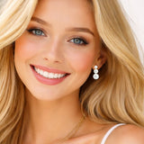 110538, TRIPLE PEARL GRADUATED DROP EARRINGS