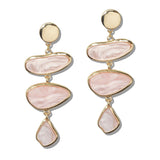 110543, ORGANIC RESIN AND GOLD TIERED DROP EARRINGS