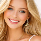 110561, TEXTURED TRIPLE LOOP DROP EARRINGS