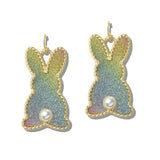 110571, GLITTERY EASTER BUNNY PEARL EARRINGS
