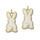 110571, GLITTERY EASTER BUNNY PEARL EARRINGS