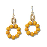 110586, BOHO WOOD BEAD CIRCLE DANGLE EARRINGS