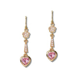 110593, CRYSTAL HEART AND FLOWER DANGLE EARRINGS