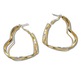 110595, TRIPLE ROW TEXTURED HEART HOOP EARRINGS