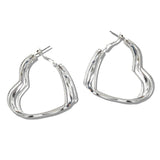 110595, TRIPLE ROW TEXTURED HEART HOOP EARRINGS