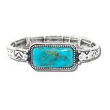 110604, WESTERN RECTANGLE TURQUOISE STRETCH BRACELET