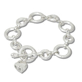 110611, TEXTURED HEART TOGGLE CHARM BRACELET
