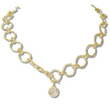 110625, TOGGLE LINK NECKLACE WITH PAVE CHARM
