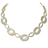 110626, TWO TONE TEXTURED MIXED LINK NECKLACE