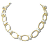 110628, TWO TONE MIXED TEXTURED LINK NECKLACE