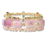 110629, CROSS ACCENT RESIN MULTI LAYERED BEADED STRETCH BRACELET