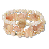 110630, NATURAL STONE MULTI LAYERED BEADED STRETCH BRACELET