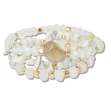 110630, NATURAL STONE MULTI LAYERED BEADED STRETCH BRACELET
