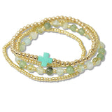 110632, CROSS ACCENT MULTI LAYERED BEADED STRETCH BRACELET