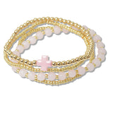 110632, CROSS ACCENT MULTI LAYERED BEADED STRETCH BRACELET