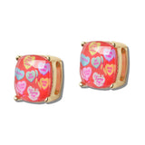 110646, VALENTINES DAY HEARTS RESIN SQUARE STUD EARRINGS