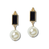 110649, RECTANGLE DROP PEARL EARRINGS