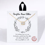 110654, BRIGHTER THAN GLITTER DAINTY SQUARE CUBIC ZIRCONIA NECKLACE