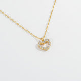 110660, BRAVEHEARTED DAINTY CUBIC ZIRCONIA ACCENT CUTOUT VALENTINE HEART CHARM NECKLACE