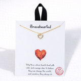 110660, BRAVEHEARTED DAINTY CUBIC ZIRCONIA ACCENT CUTOUT VALENTINE HEART CHARM NECKLACE