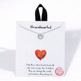 110660, BRAVEHEARTED DAINTY CUBIC ZIRCONIA ACCENT CUTOUT VALENTINE HEART CHARM NECKLACE