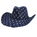 110668, DISTRESSED DENIM SEQUIN COWBOY HAT