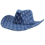 110668, DISTRESSED DENIM SEQUIN COWBOY HAT