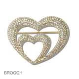110670, DOUBLE VALENTINES HEART CRYSTAL BROOCH PIN