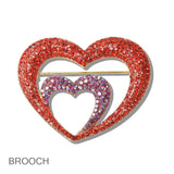110670, DOUBLE VALENTINES HEART CRYSTAL BROOCH PIN