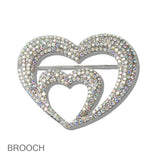 110670, DOUBLE VALENTINES HEART CRYSTAL BROOCH PIN