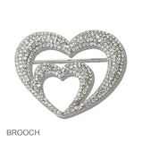 110670, DOUBLE VALENTINES HEART CRYSTAL BROOCH PIN