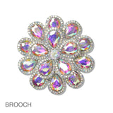 110672, TEARDROP SHAPED CRYSTAL FLORAL BROOCH