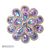 110672, TEARDROP SHAPED CRYSTAL FLORAL BROOCH