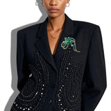 110673, ST PATRICKS DAY CRYSTAL CLOVER SHAMROCK BOW BROOCH PIN